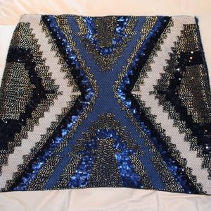 Blue sequin Fate mini skirt